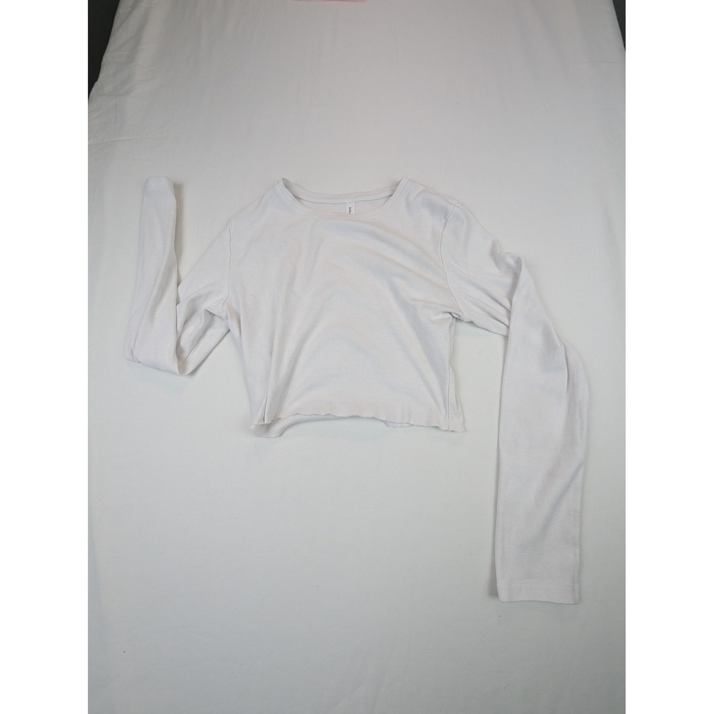 Brilliant Basics Womens White Long Sleeve Crew Neck Crop Top XS